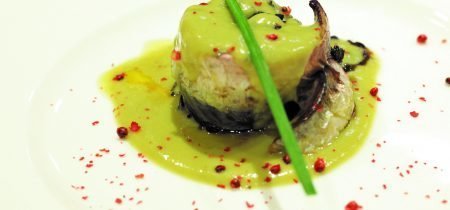 Timballo di riso ai carciofi d'Albenga e sgombri