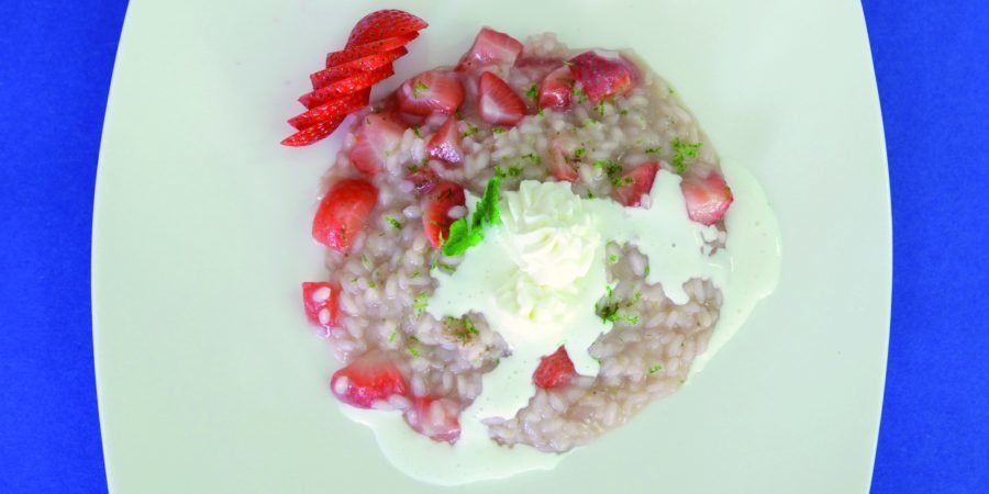 Risotto alle fragole e Franciacorta, profumato al lime