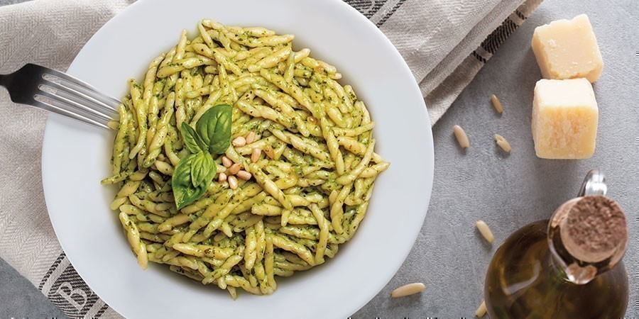 Trofie al pesto, piatto tipico della cucina ligure