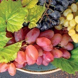 Piatto di uva di varie tipologie