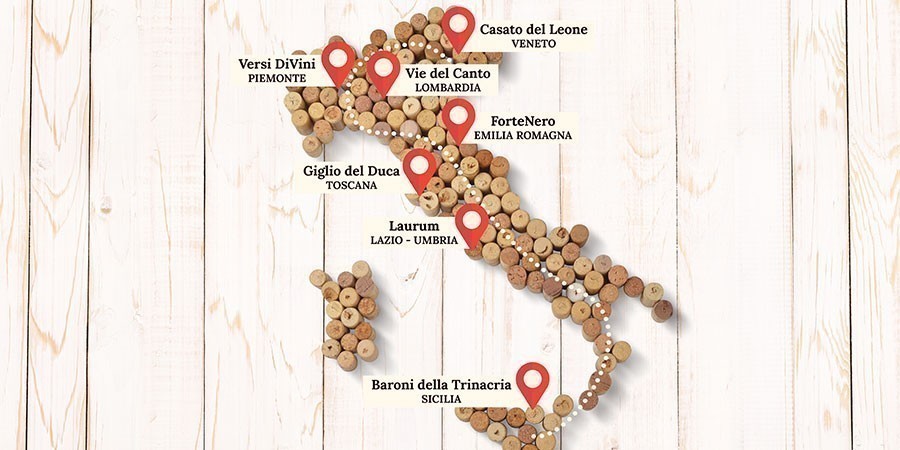 Mappa del Bel Paese con i suoi vini specialità Basko