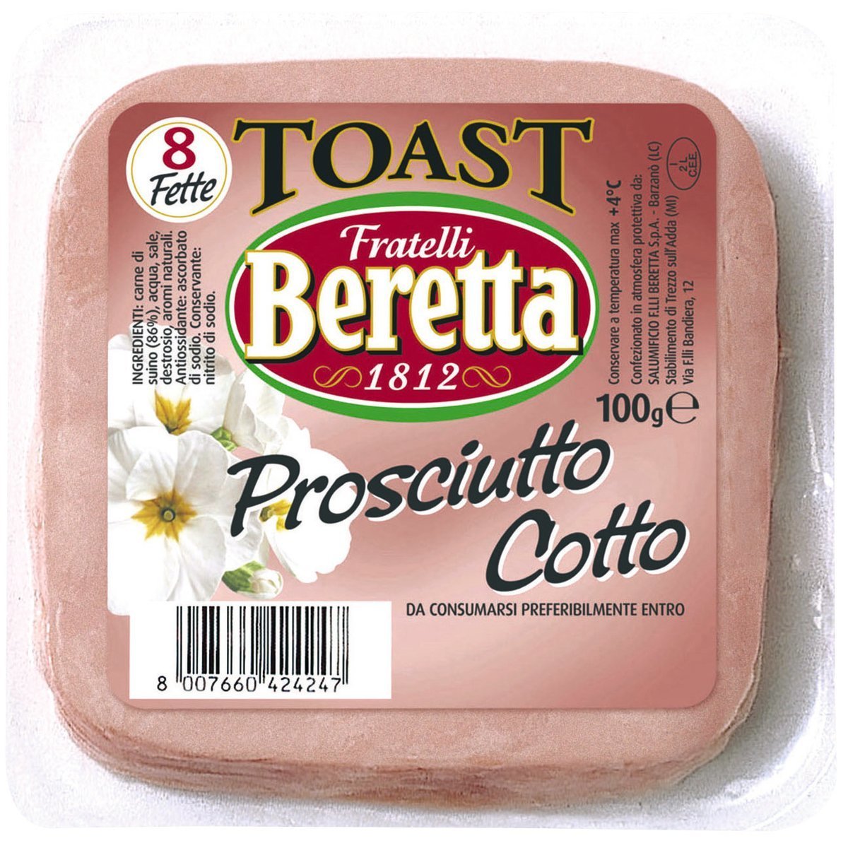 BERETTA Prosciutto cotto per toast KG 0,1000 Basko